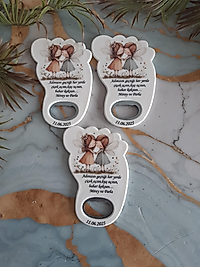 Yeni Doğan ve Doğum Günü Kardeş Temalı Dikdörtgen Açacak Magnet