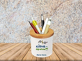 Ahşap Kapaklı Seramik Kalemlik