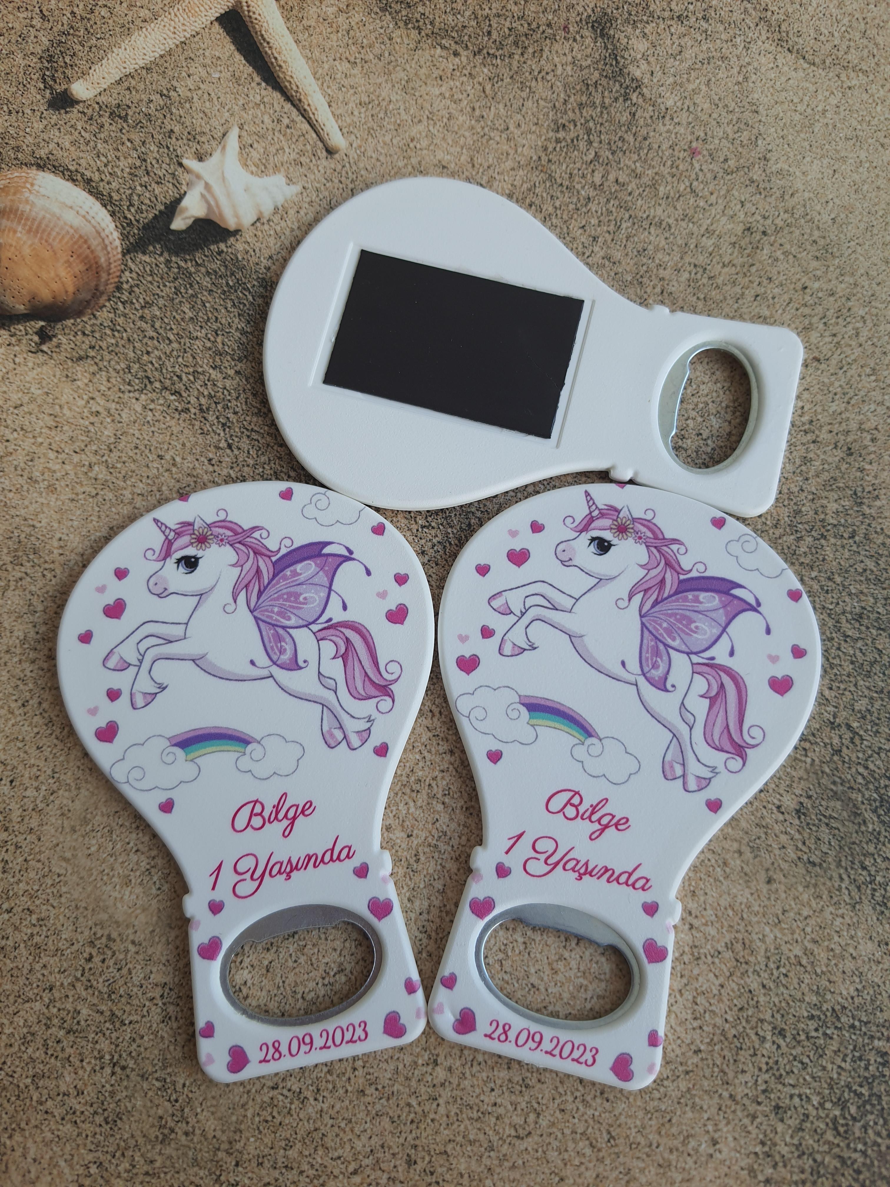 Unicorn Desen Doğum Günü Balon Açacak Magnet