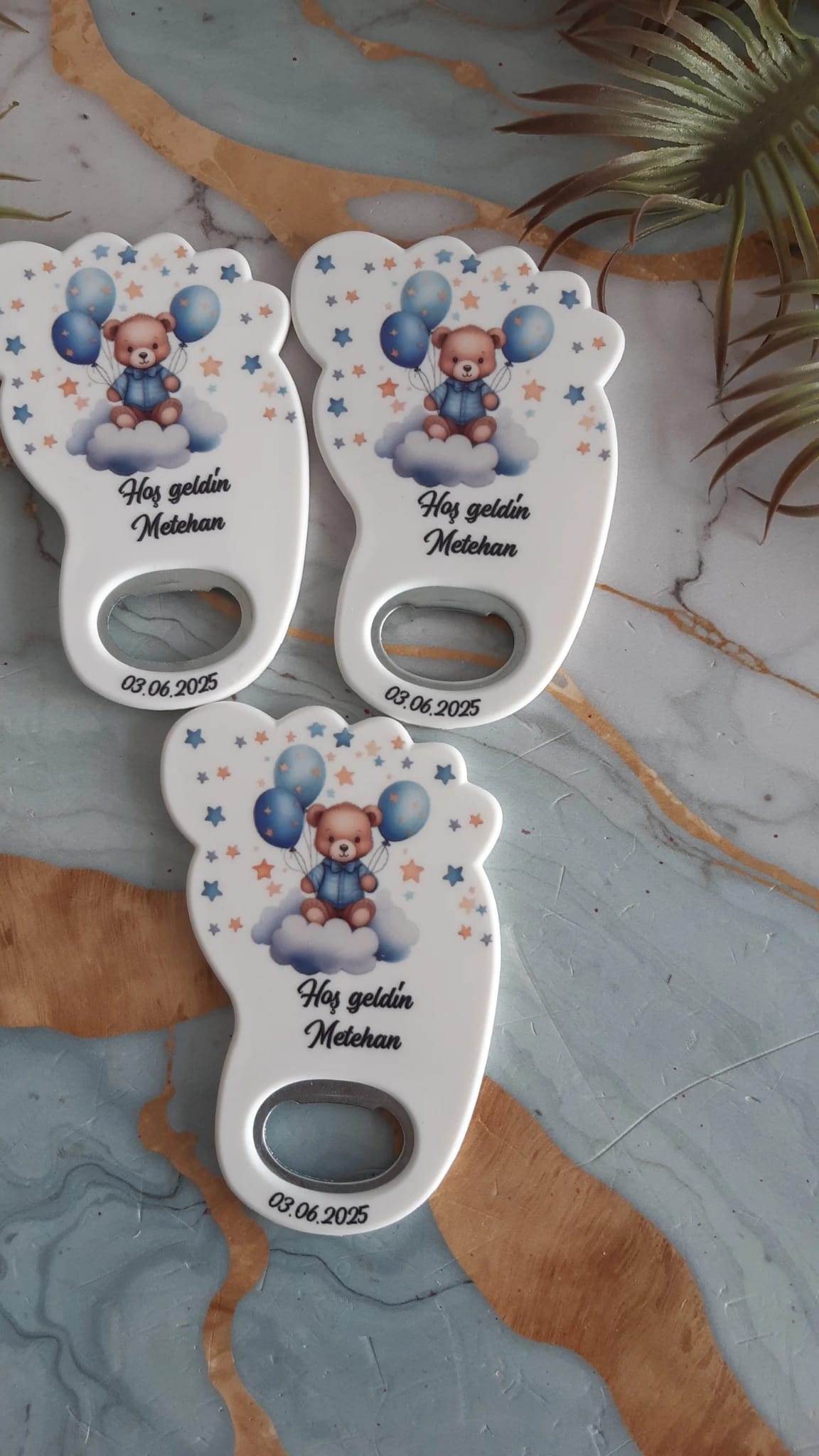 Ayıcıklı Desen Yeni Doğan Ayak İzi Şeklinde Magnet