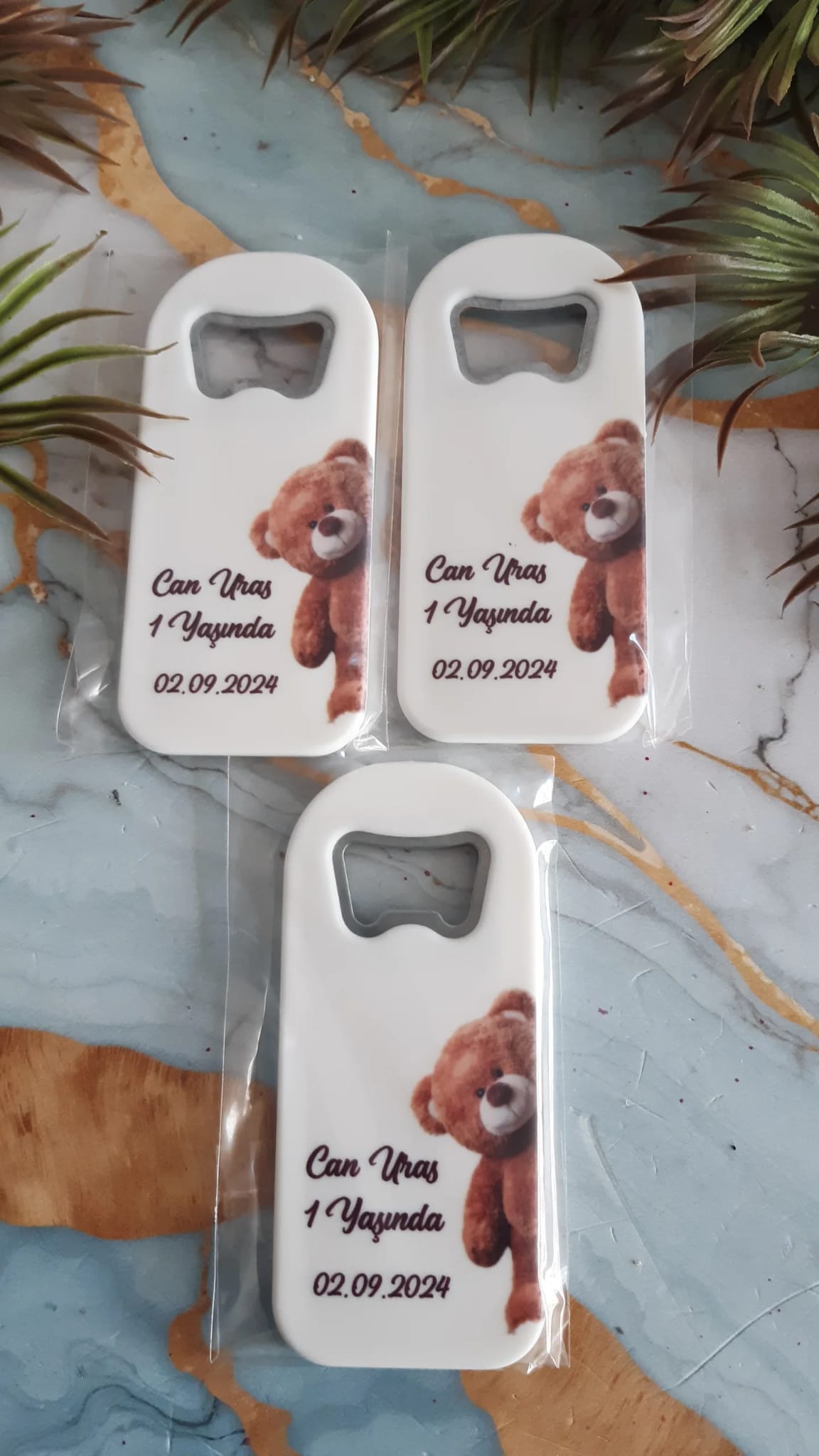 Doğum Günü Ayıcık Desen Dikdörtgen Açacak Magnet