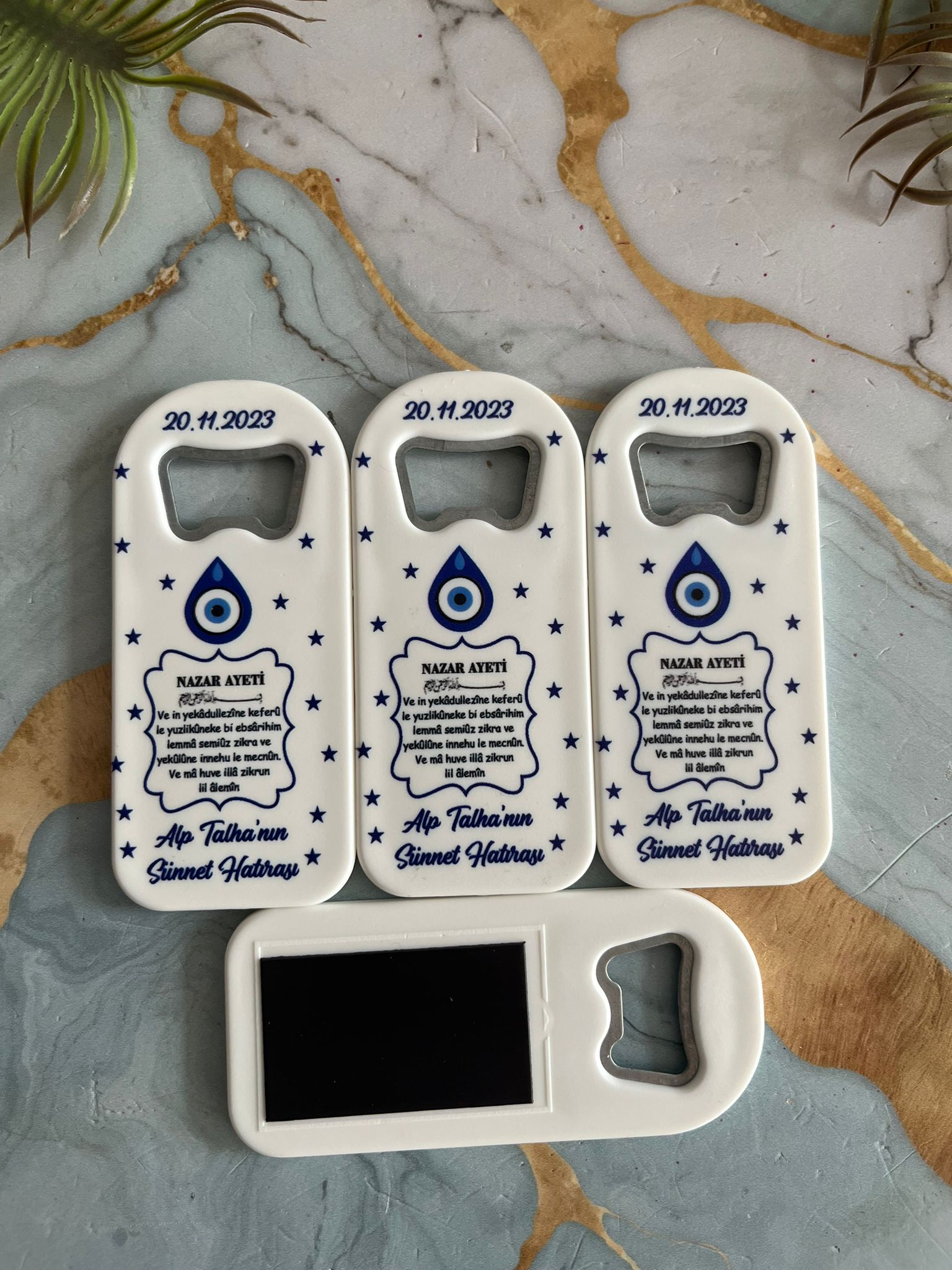 Nazar Dualı Sünnet Hatırası Dikdörtgen Açacak Magnet