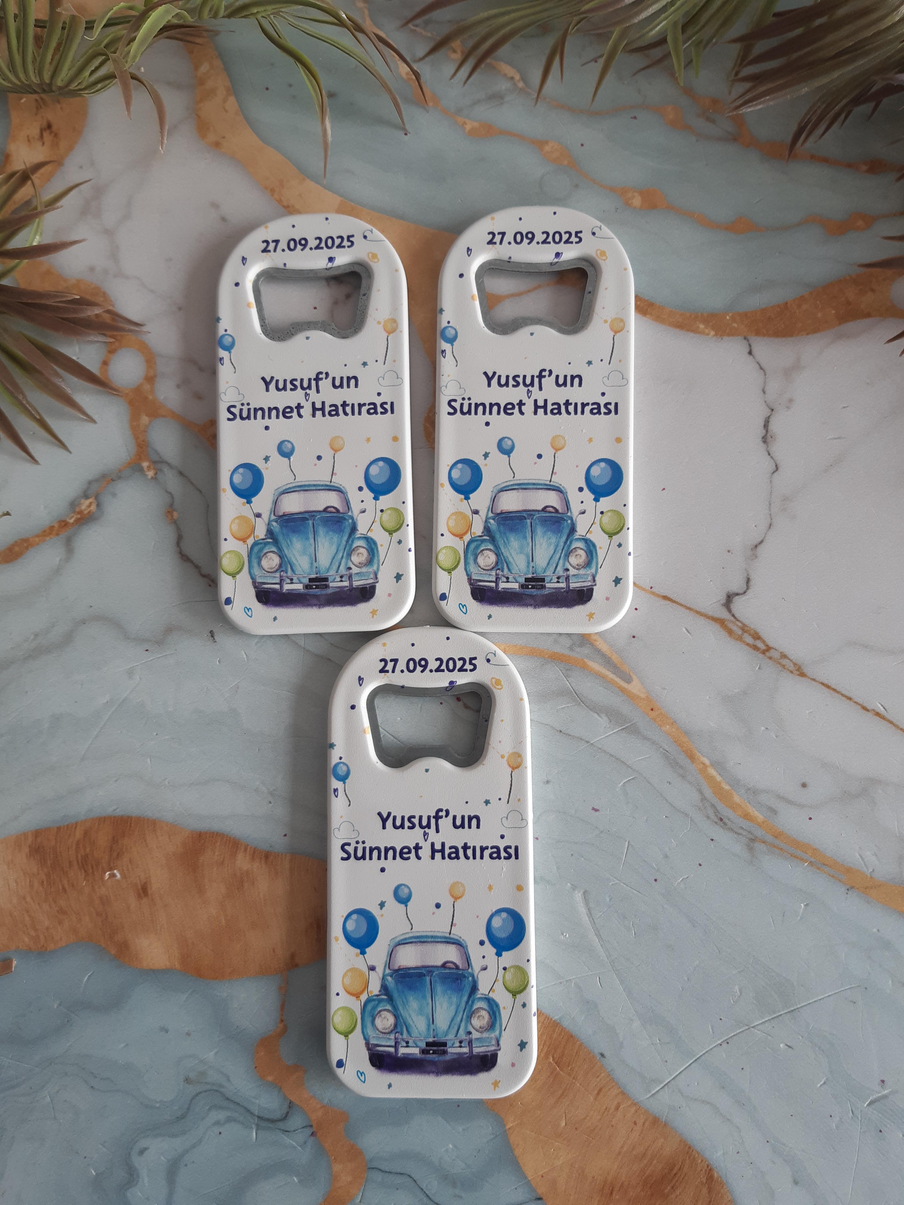 Araba Desenli Sünnet Dikdörtgen Açacak Magnet