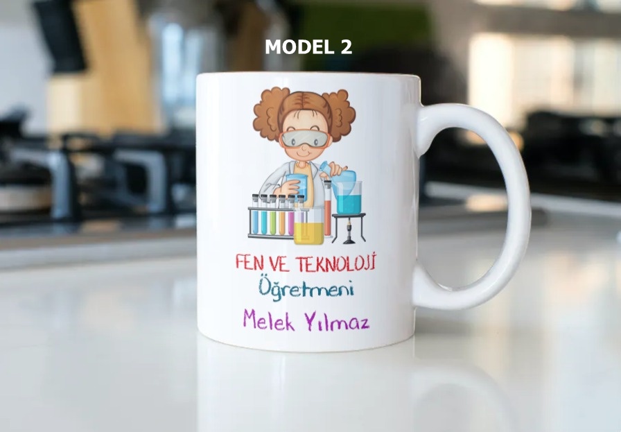Fen ve Teknoloji Öğretmeni Temalı Kupa Bardak