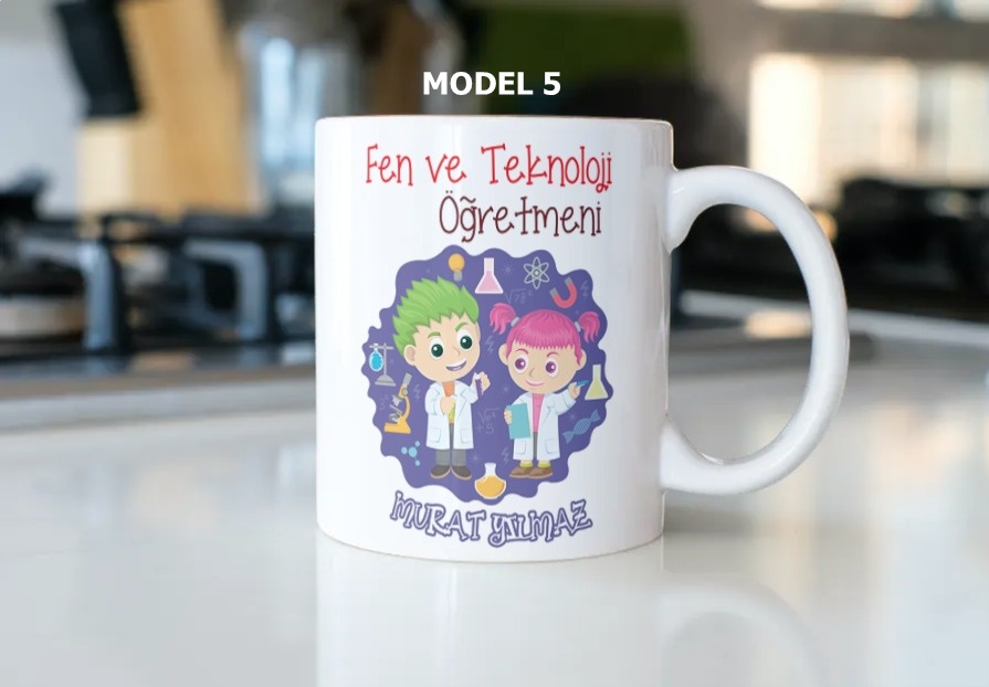 Fen ve Teknoloji Öğretmeni Temalı Kupa Bardak
