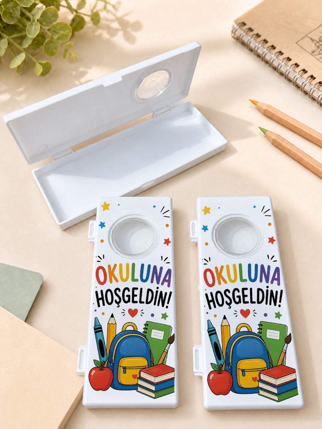 Okuluna Sınıfına Hoşgeldin Plastik Kalem Kutusu ( Camlı) - (Kişiye özel tasarımlar için bize ulaşınız)