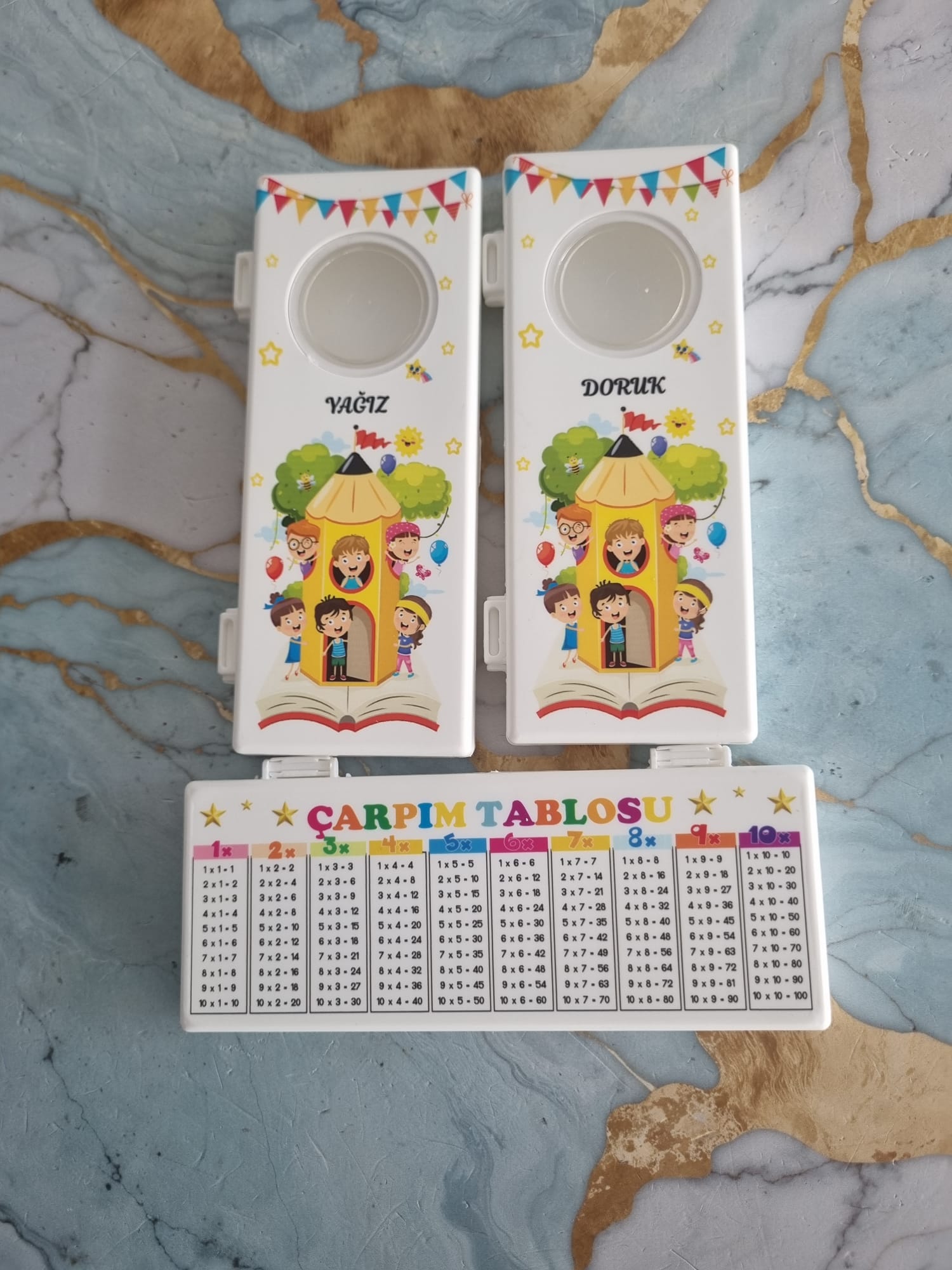 Plastik Kalem Kutusu Çarpım Tablolu Çift Yön Baskılı